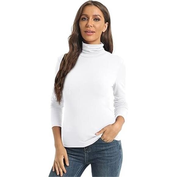 Women's Casual Long Sleeve Turtleneck Tops Slim Fitted Lightweight Base Layer - Picture 7 of 7